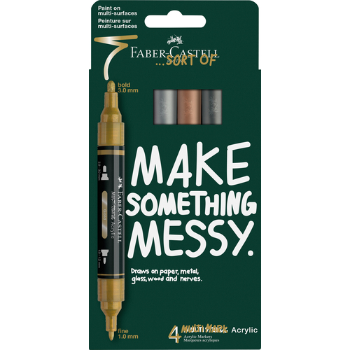 Marcador de Ponta Dupla Acrílico Faber-Castell Cores Metálicas (Pack de 4)