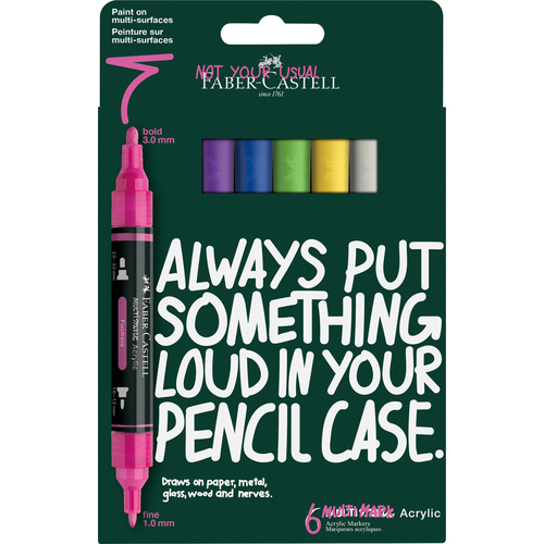 Marcador de Ponta Dupla Acrílico Faber-Castell Cores Vibrant (Pack de 6)