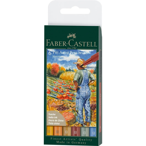 Blister 6 Marcadores Faber-Castell Pitt Pen Brush Outono 6 Cores 167179