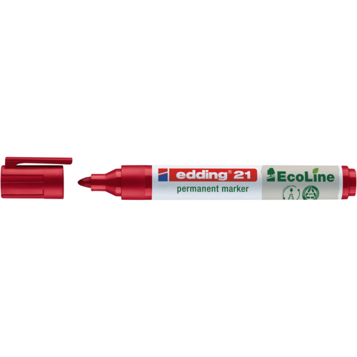 MARCADOR PERMANENTE EDDING 21 ECOLINE PONTA REDONDA VERMELHO