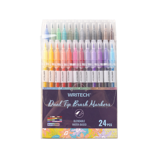 Marcador de Ponta Dupla Writech Sortido (Pack de 24)