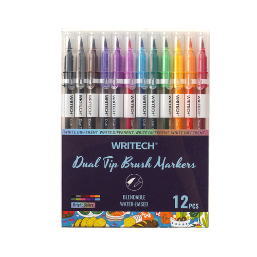 Marcador de Ponta Dupla Writech Sortido (Pack de 12)