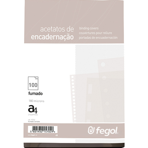 ACETATO ENCADER. TRANSP. A4 180MIC FEGOL FUMADO 15702