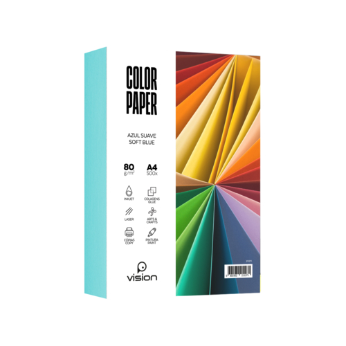 Papel Colorido A4 80Gr Vision Azul Suave (Resma 500 Folhas)