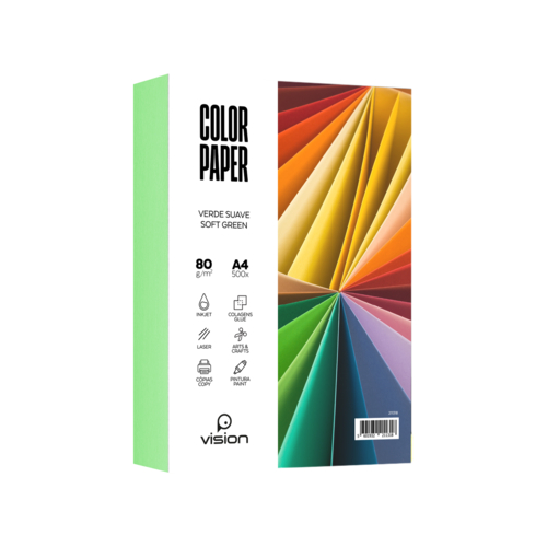 Papel Colorido A4 80Gr Vision Verde Suave (Resma 500 Folhas)