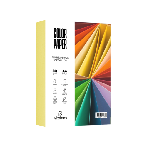 Papel Colorido A4 80Gr Vision Amarelo Suave (Resma 500 Folhas)