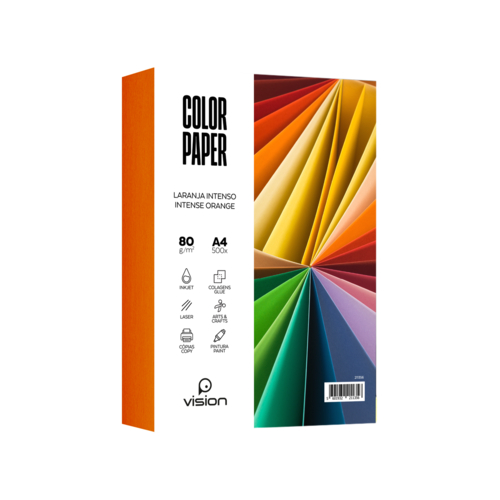 Papel Colorido A4 80Gr Vision Laranja Intenso (Resma 500 Folhas)