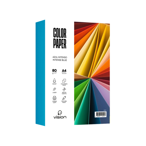 Papel Colorido A4 80Gr Vision Azul Intenso (Resma 500 Folhas)