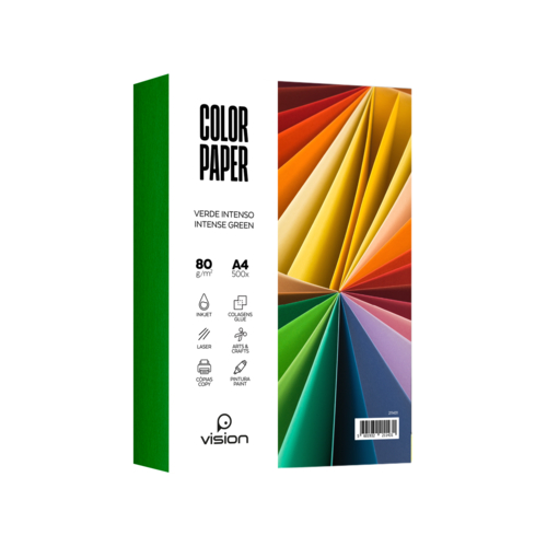 Papel Colorido A4 80Gr Vision Verde Intenso (Resma 500 Folhas)