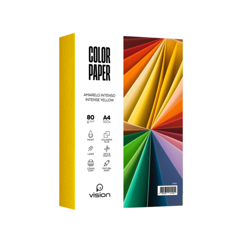 Papel Colorido A4 80Gr Vision Amarelo Intenso (Resma 500 Folhas)