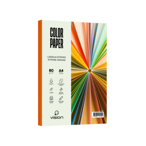 Papel Colorido A4 80Gr Vision Laranja Intenso (Pack 100 Folhas)