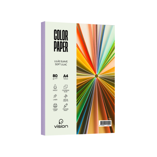 Papel Colorido A4 80Gr Vision Lilás Suave (Pack 100 Folhas)