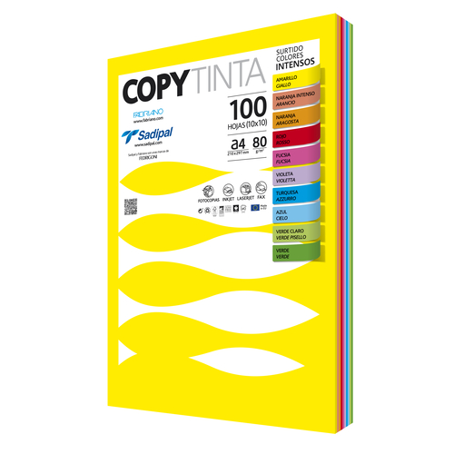 PACK 100 FOLHAS PAPEL COR A4 80GR FABRIANO MIX INTENSO 11302