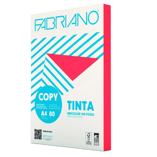 PACK 100 FOLHAS PAPEL COR A4 80GR COPY TINTA INTENSO VERMELHO