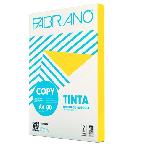 PACK 100 FOLHAS PAPEL COR A4 80GR COPY TINTA INTENSO AMARELO