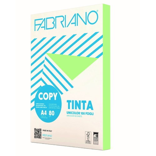 PACK 100 FOLHAS PAPEL COR A4 80GR COPY TINTA SUAVE VERDE ÁGUA