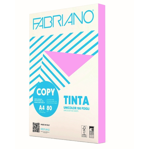PACK 100 FOLHAS PAPEL COR A4 80GR COPY TINTA SUAVE ROSA