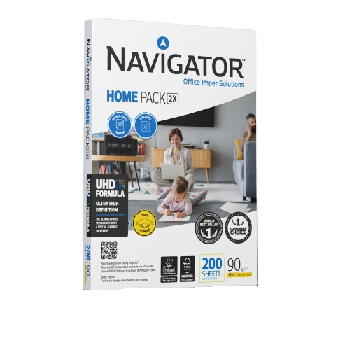 PACK 200 FOLHAS PAPEL FOTOCÓPIA A4 90GR NAVIGATOR BRANCO