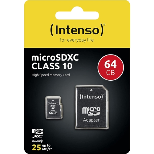 Cartão de Memória Intenso Micro SDHC Class 10 com Adaptador 64GB