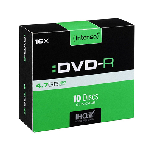 DVD-R 4,7GB 120MINUTOS INTENSO 16X REFERÊNCIA 4101652 300532 CAIXA SLIM