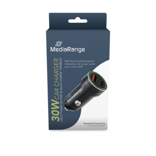 Carregador Mediarange 30w Para Isqueiro De Carro 1xUSB-A+1xUSB-C MRMA120