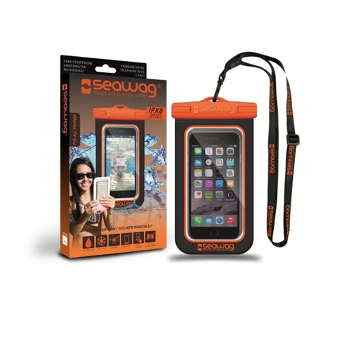 BOLSA IMPERMEÁVEL PARA SMARTPHONE SEAWAG PRETO E LARANJA