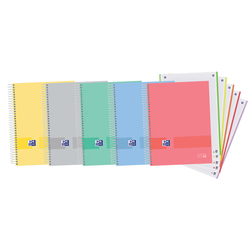 Caderno Espiral Capa Dura A4 Oxford & You Cores Vivas Quadriculado 120 Folhas