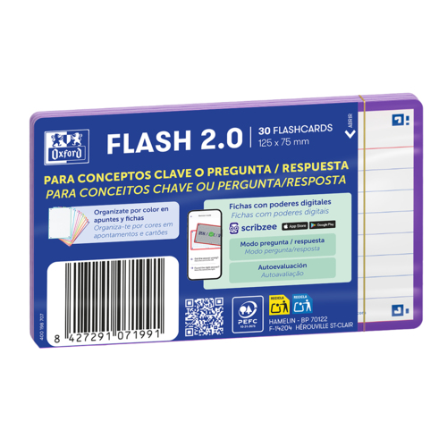 Flashcards A7 Oxford Lilás Pautado 30 Folhas