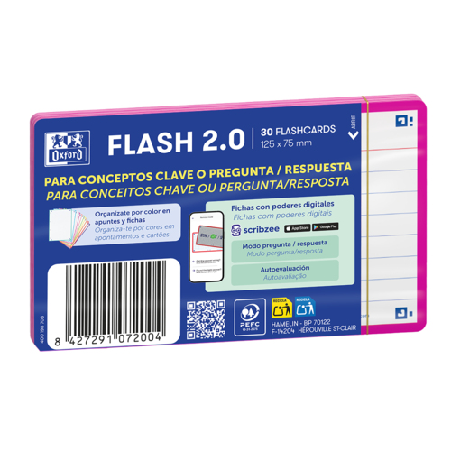 Flashcards A7 Oxford Fúxia Pautado 30 Folhas