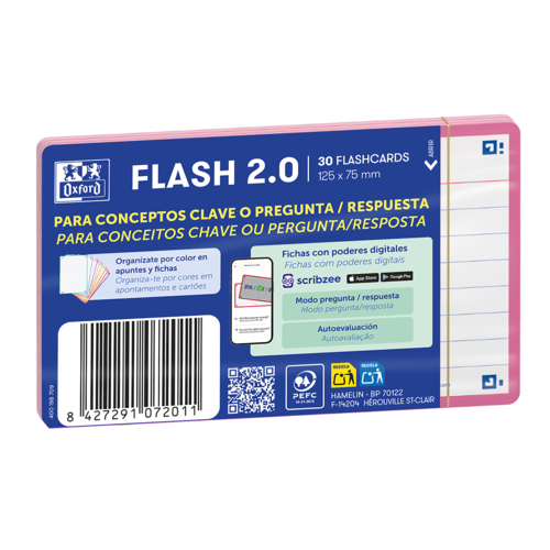 Flashcards A7 Oxford Rosa Pautado 30 Folhas