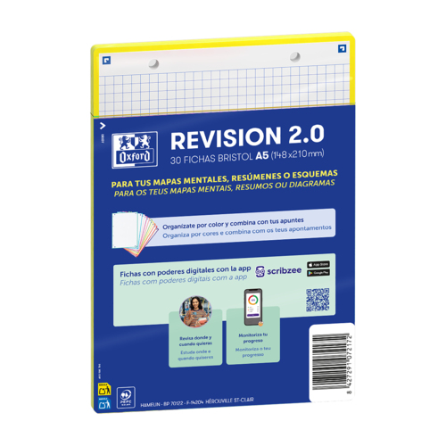 Flashcards A5 Oxford Amarelo Quadriculado 30 Folhas