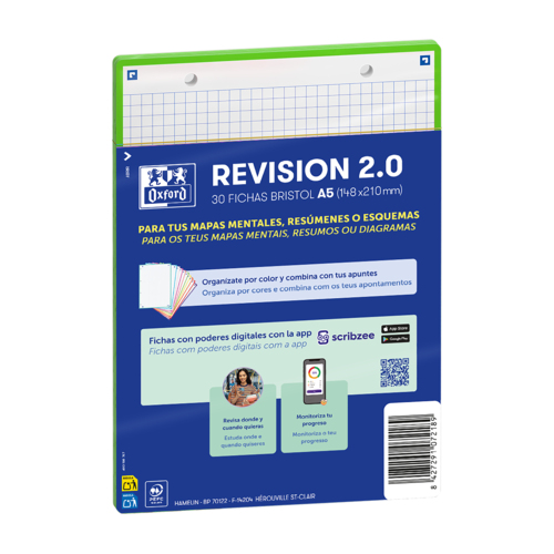 Flashcards A5 Oxford Verde Quadriculado 30 Folhas