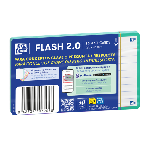 Flashcards A7 Oxford Menta Pautado 30 Folhas