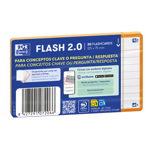 Flashcards A7 Oxford Laranja Pautado 30 Folhas