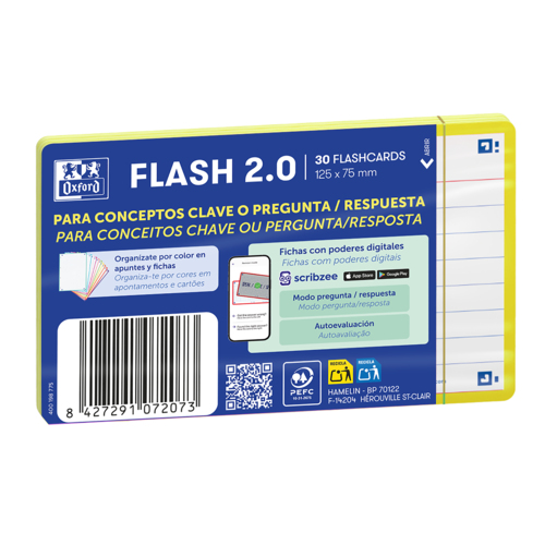 Flashcards A7 Oxford Amarelo Pautado 30 Folhas