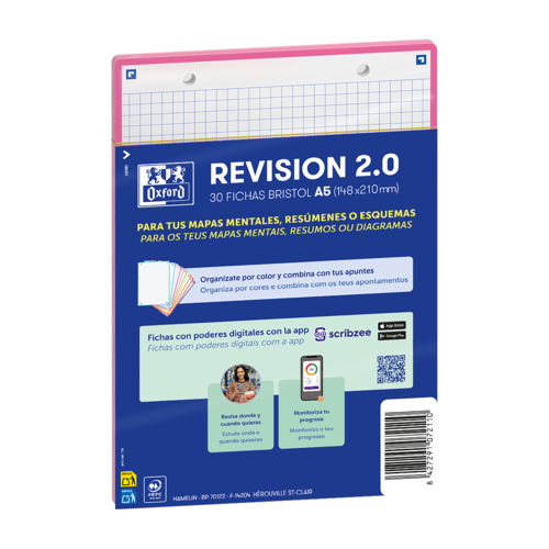 Flashcards A5 Oxford Rosa Quadriculado 30 Folhas