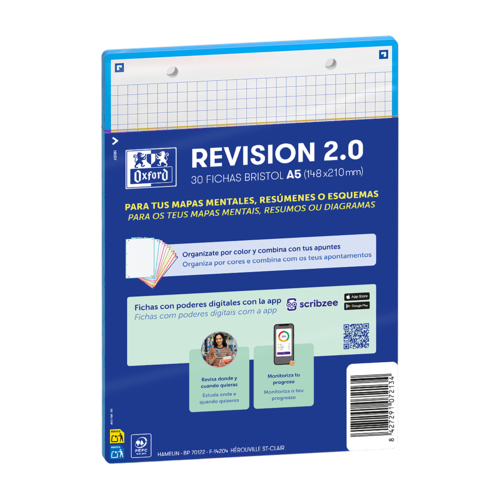 Flashcards A5 Oxford Turquesa Quadriculado 30 Folhas