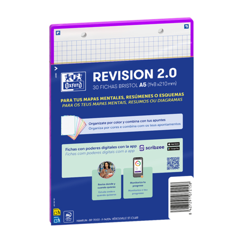 Flashcards A5 Oxford Roxo Quadriculado 30 Folhas