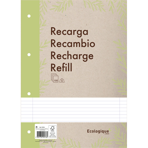 Recarga Folhas A4 Ancor Ecologique Pautado 100 Folhas