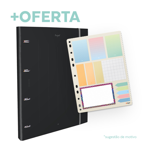 Dossier com Recarga A4 + Notas Aderentes Fegol Multi Smart + Recarga Extra