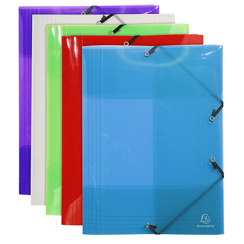 CAPA COM ELÁSTICOS EXACOMPTA A3 PP TRANSLÚCIDA SORTIDO