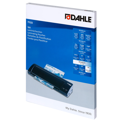 BOLSAS PLASTIFICAR A3 303X426MM 125 MICRONS DAHLE 71133 - CAIXA 100 UNIDADES
