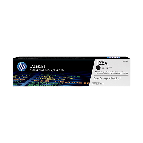 PACK DUPLO TONER ORIGINAL HP 126A CE310AD PRETO 2 X 1200 PÁGINAS