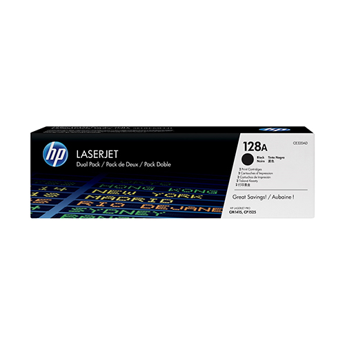 PACK DUPLO TONER ORIGINAL HP 128A CE320AD PRETO 2 X 2000 PÁGINAS