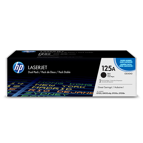 PACK DUPLO TONER ORIGINAL HP 125A CB540AD PRETO 2 X 2200 PÁGINAS