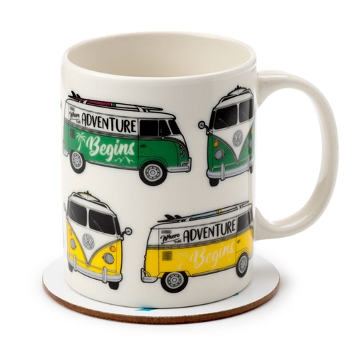 Caneca de Porcelana e Base VW T1 Camper Bus
