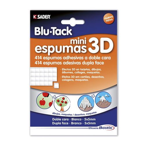 MINI ESPUMAS 3D ADESIVAS BLU-TACK 5X5MM DUPLA-FACE 1691