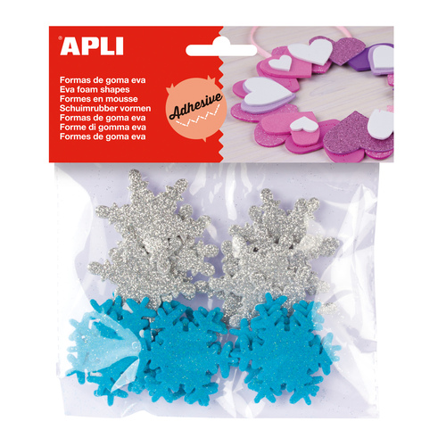 BLISTER 22 FIGURAS EVA ADESIVAS FLOCOS DE NEVE APLI 13488