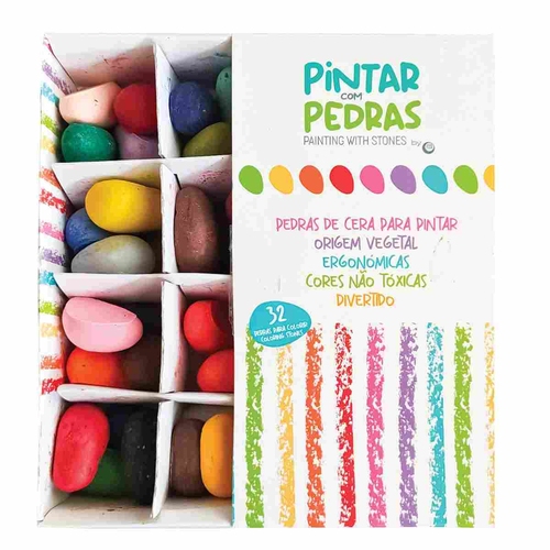PEDRAS DE CERA PARA PINTAR - CAIXA COM 32 PEDRAS