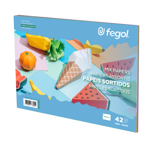 Bloco Papéis Criativos Fegol Kids Manualidades 32x24cm 42Folhas